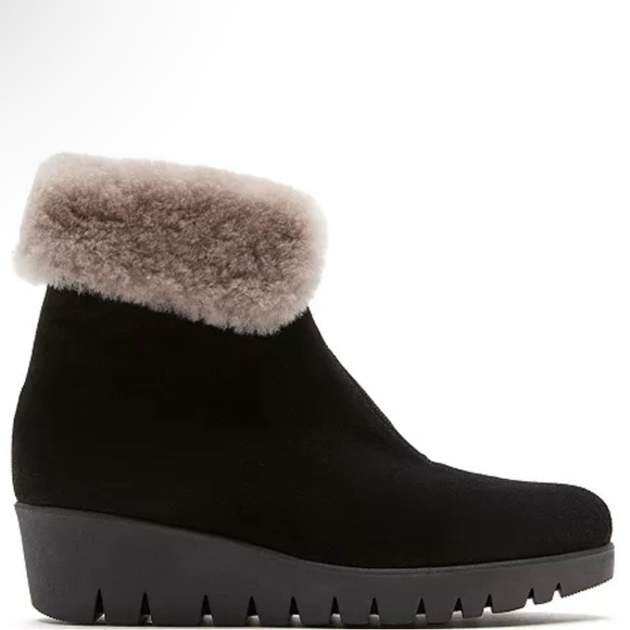 La Canadienne Timmy Black Suede Shearling Lug Platform Boots 9.5-NIB - Picture 2 of 4